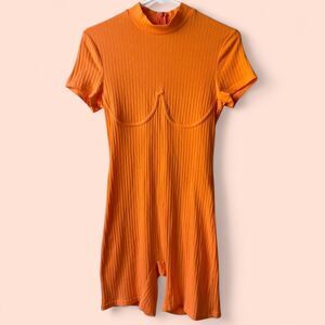 Shein Women's Orange Playsuit-romper